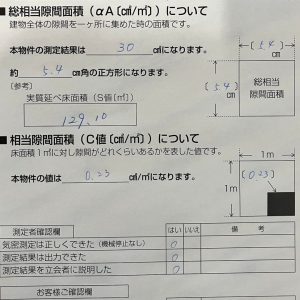 気密測定の結果